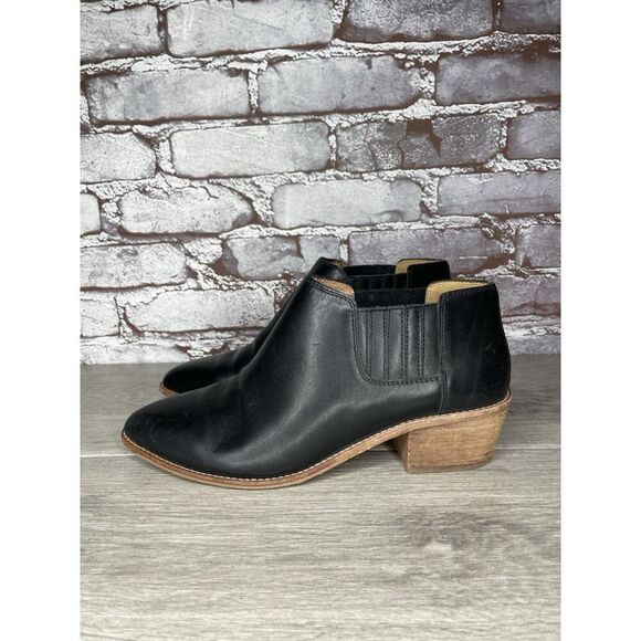Madewell The Myles Black Leather Ankle Booties Heeled Boots Women Sz 8M US/39EU - Picture 1 of 16